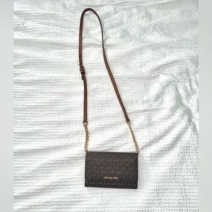 Michael Kors brown wristlet purse